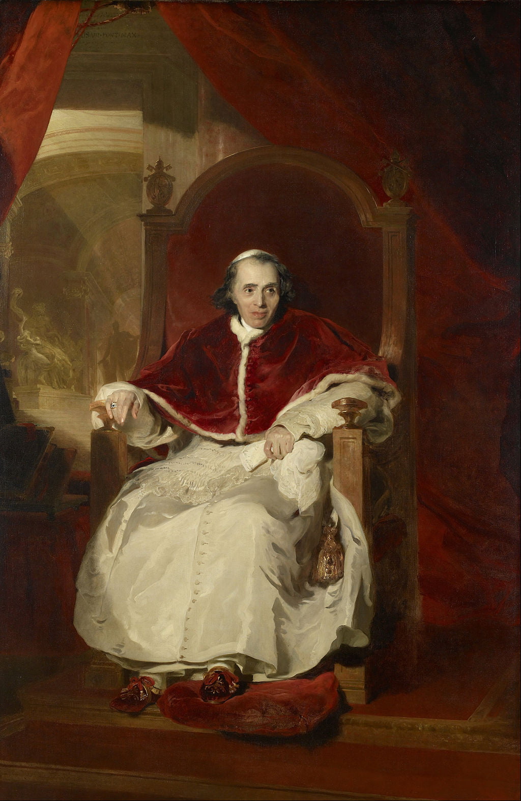 교황 비오 7세(1819). 교황을 그리는 건 어느 시대나 최고의 영예였다. 그의 권위는 물론 개인적인 성품까지 잘 그려냈다는 찬사를 받았다./왕실 컬렉션