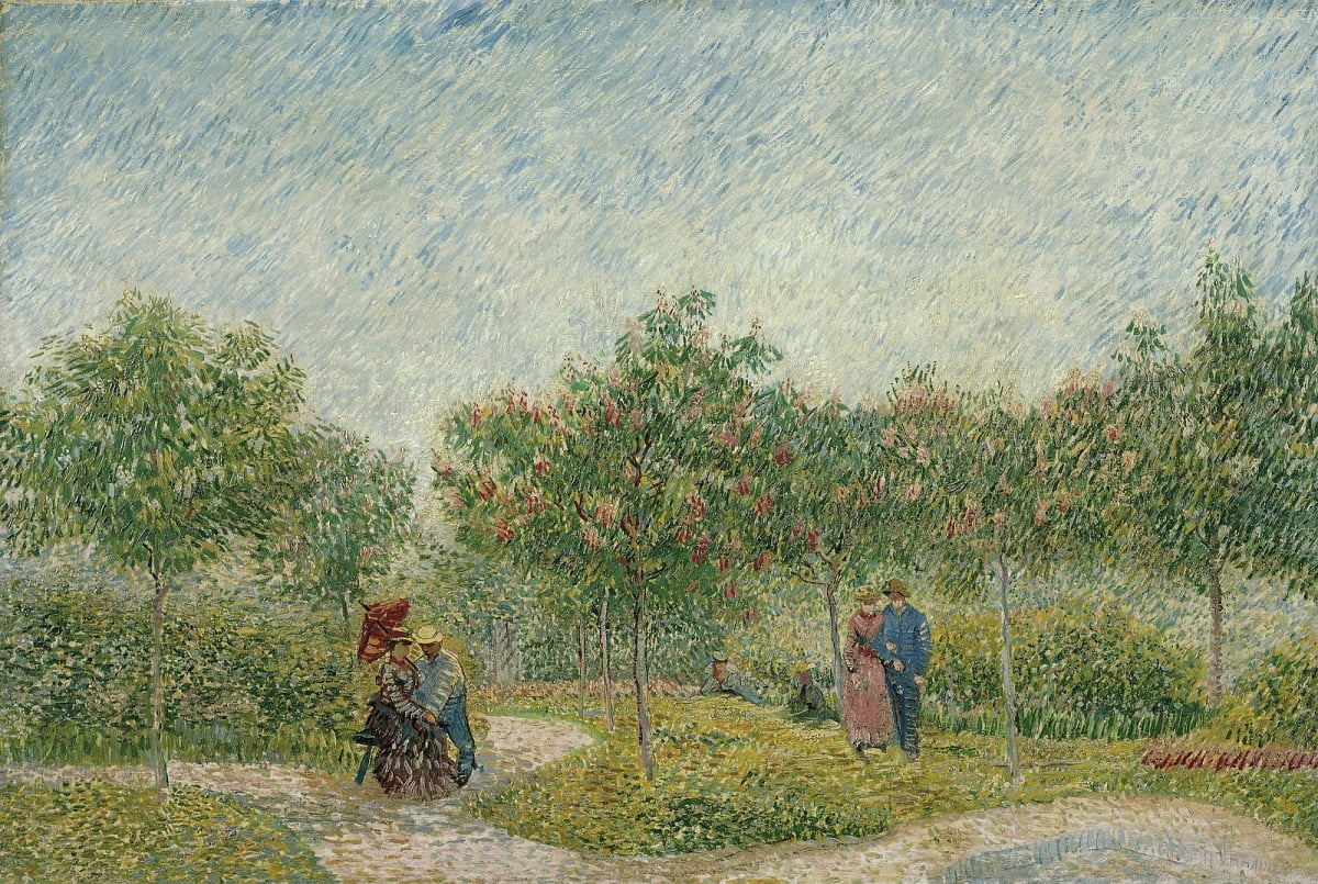 연인이 있는 몽마르뜨의 정원(1887). 인상주의의 영향을 강하게 받은 작품이다. /반고흐미술관