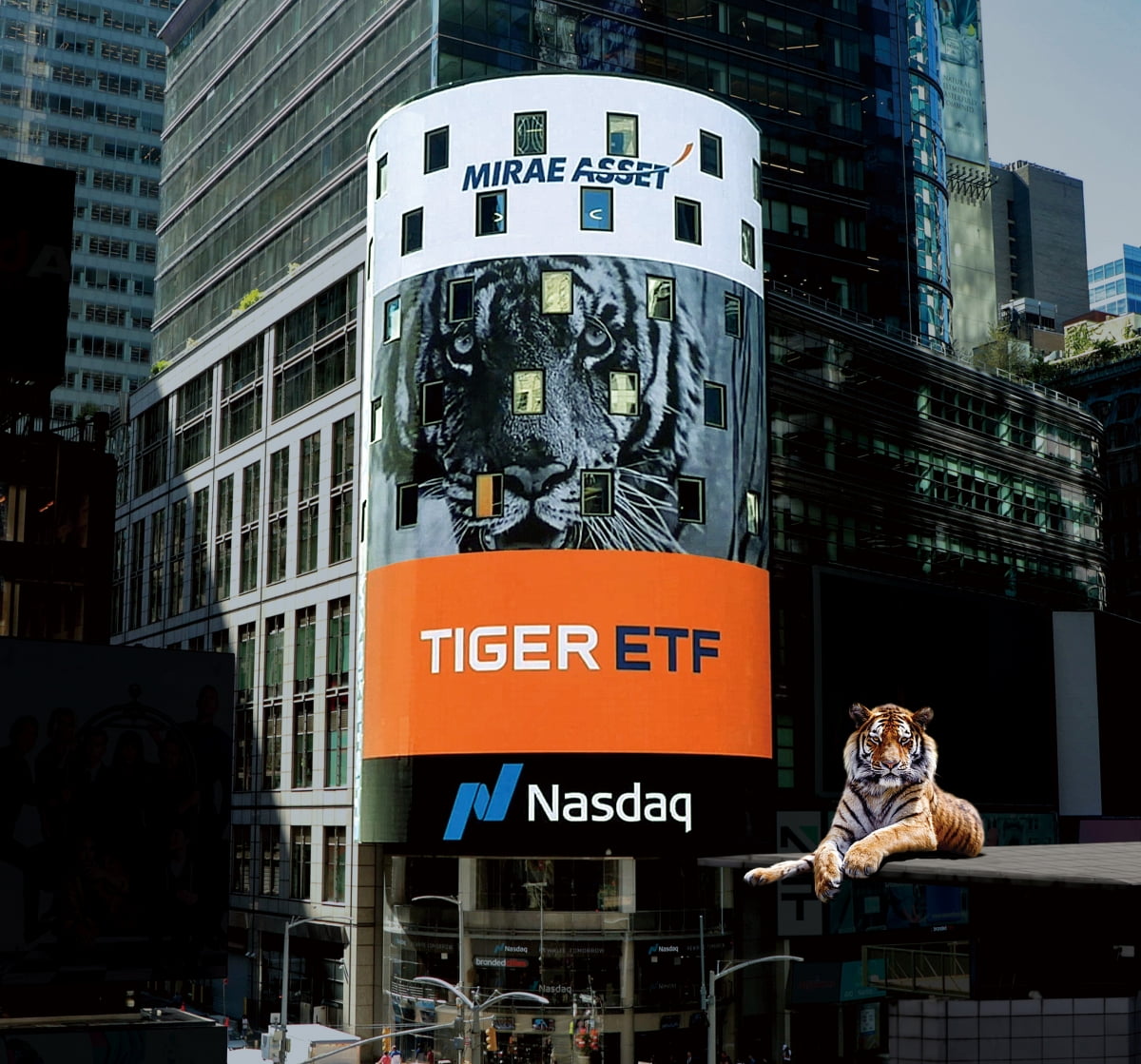 미국 나스닥타워의 미래에셋 TIGER ETF 광고. 사진=미래에셋자산운용 제공