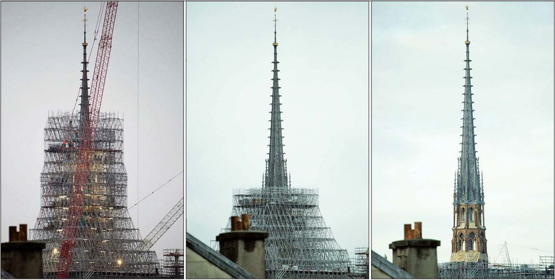 [포토] 새 첨탑 드러낸 파리 노트르담 대성당 