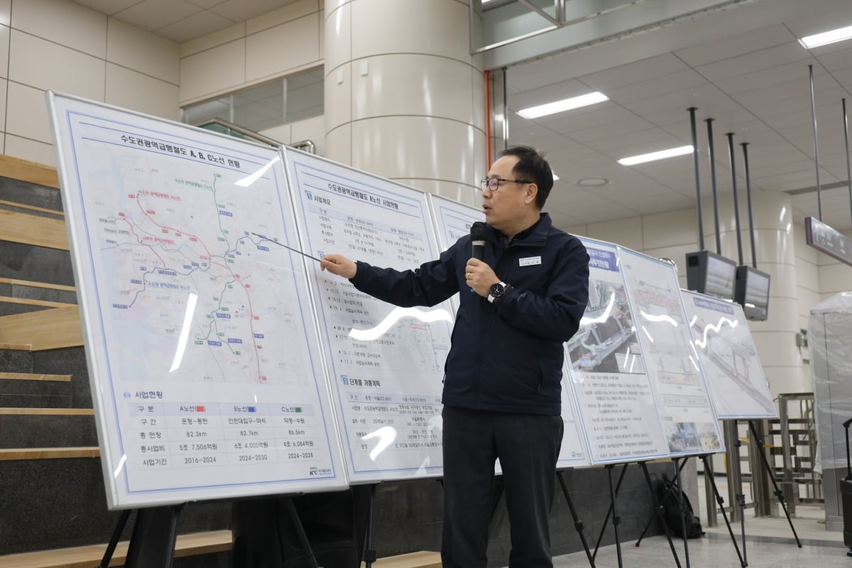 박진용 국가철도공단 GTX사업단장이 서울 수서역에서 브리핑을 하고 있다. 국가철도공단 제공