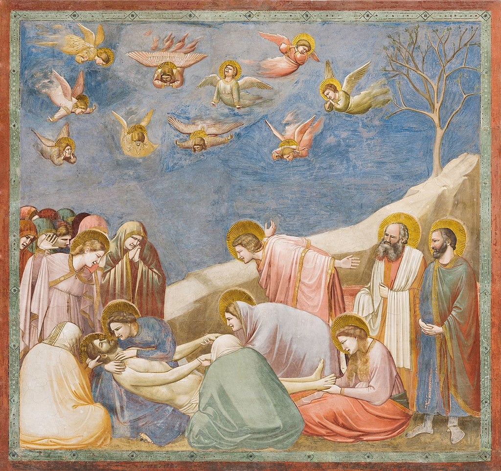 위 작품이 차용한 'Lament' Giotto di Bondone_1304~1306. 하늘 위 천사들의 표정만 클로즈업 했다. 