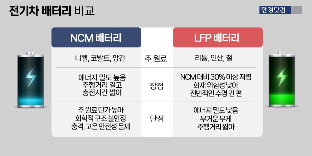 전기차 배터리 비교./그래픽=신용현 한경닷컴 기자