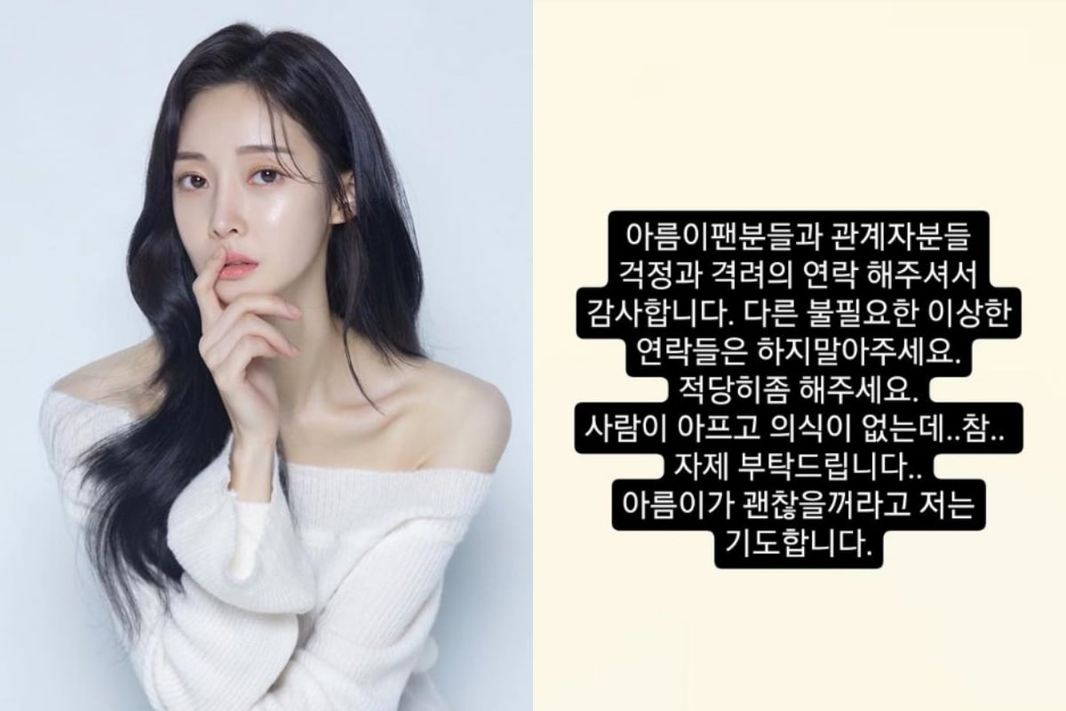 티아라 전 멤버 아름(왼쪽)의 남자친구가 올린 글 /사진=인스타그램 캡쳐 