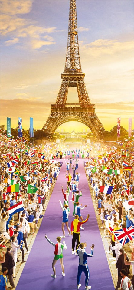오는 7월26일 프랑스 파리 트로카데로 광장에서 열리는 개막식 축하 행사 예상도. /2024 파리올림픽 조직위원회 제공   