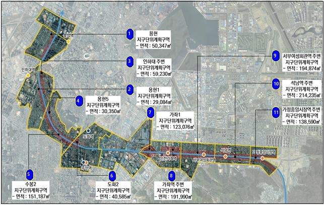 인천시, 옛 경인고속도로변 11개 구역 재정비·활성화 추진