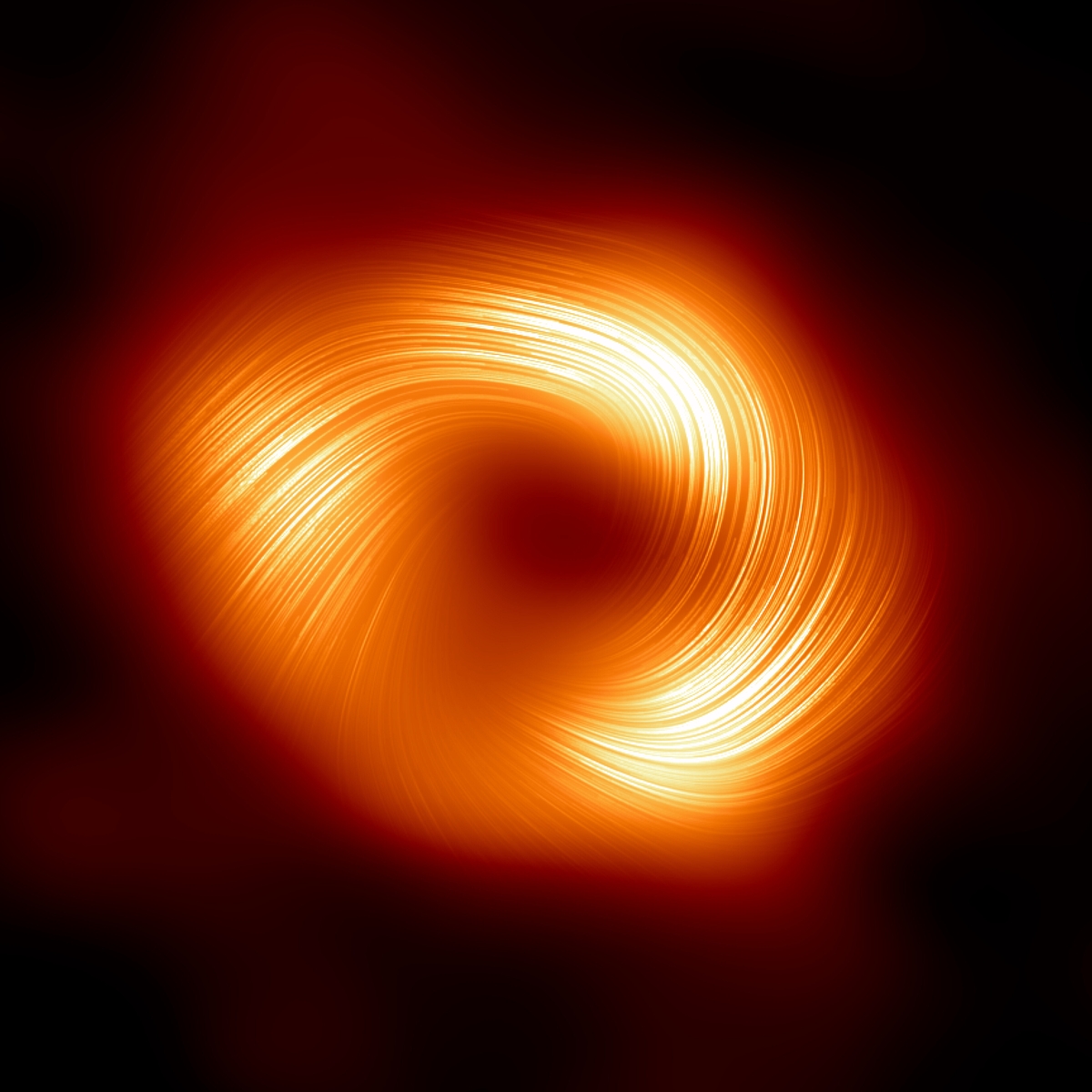 우리은하 중심 블랙홀 주변 나선형 정렬 자기장 구조 포착