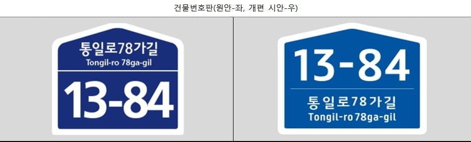 건물번호판 바탕색, 청색으로 바뀐다