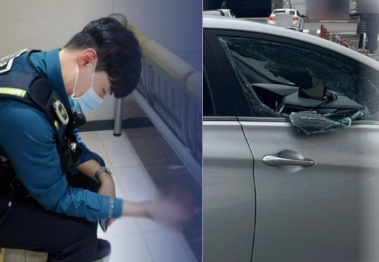 "차 안에서 사람이 못 일어나요"…맨손으로 유리 깬 경찰