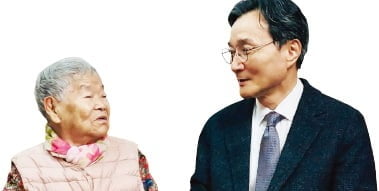 105세 김모 할머니(왼쪽)와 박광성 교수