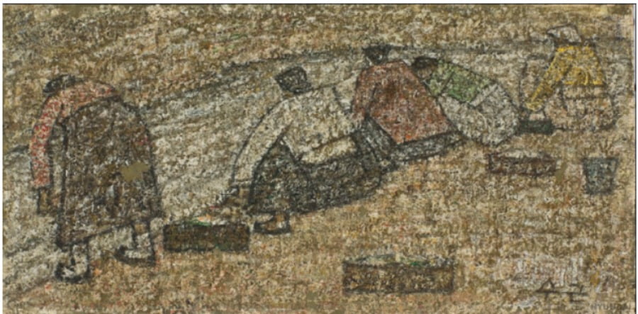 박수근 <빨래터> (1954), 캔버스에 유채, 15*31 cm