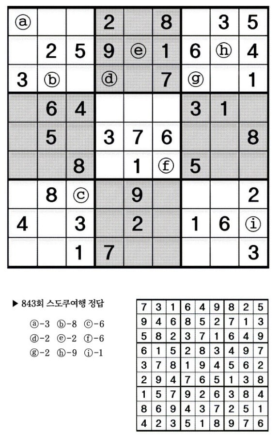 [수학 두뇌를 키워라] 스도쿠 여행 (844)