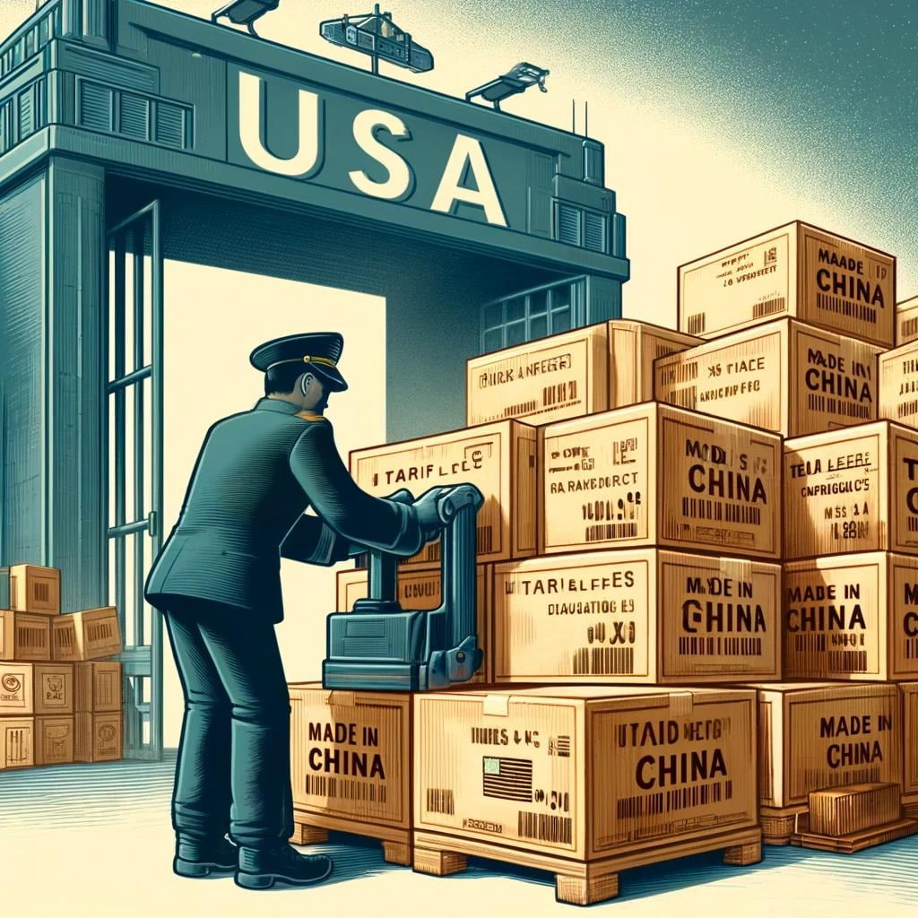 중국 수입품에 관세를 매기는 미국  /생성형AI이미지