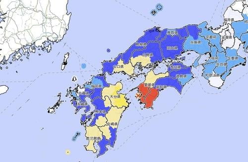 시코쿠 지진 발생 지점/사진=일본 기상청