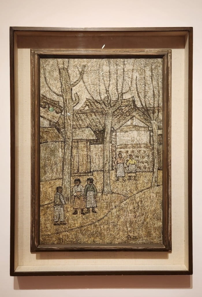 박수근 <골목안> (1950년대), 종이에 유채, 80.3*53 cm