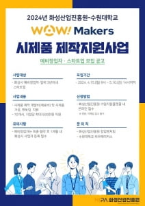 수원대 'WoW!메이커스', '2024년 WoW! Makers 시제품 제작지원사업' 참여자 모집