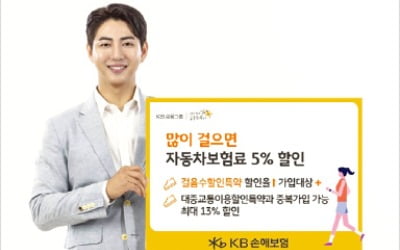 KB손보, 많이 걸으면 차보험료 5% 할인