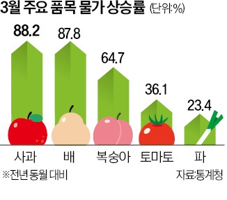 황금과일에 유가도 '들썩'…물가, 두 달째 3%대 상승