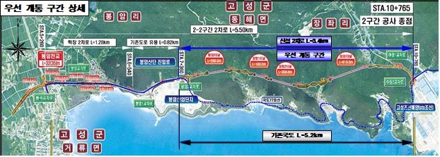 국도 77호선 경남 고성군 동해면 3.4㎞ 구간 우선 개통