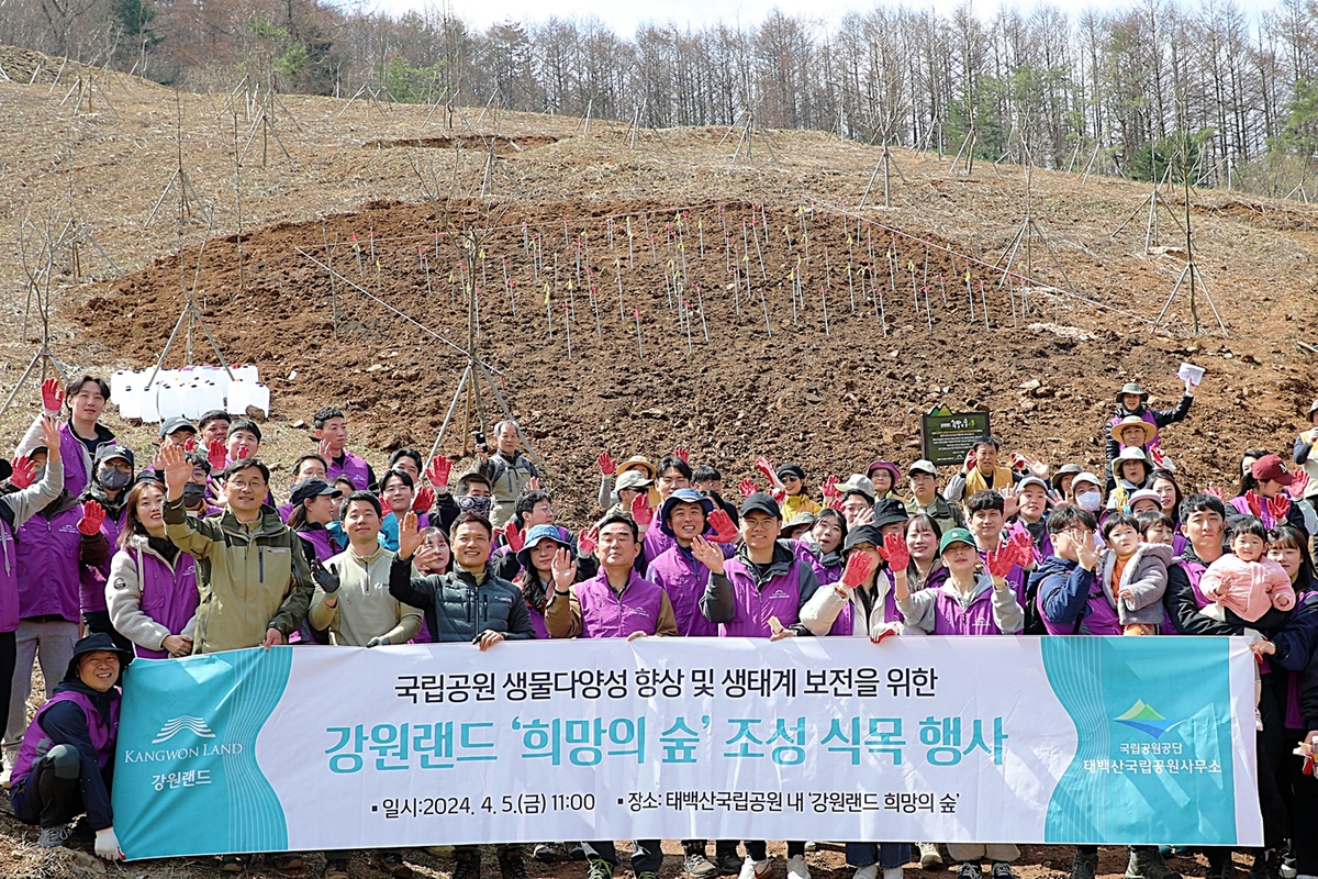 강원랜드, 태백산 '희망의 숲' 조성 나무 심기