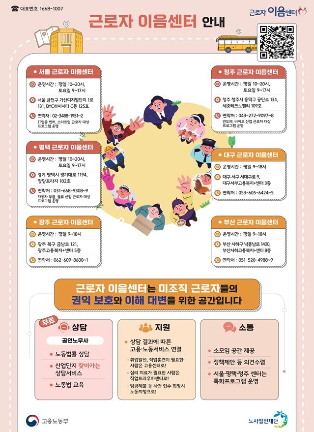 노조 울타리 밖 노동자 위한 '근로자 이음센터' 6곳 개소