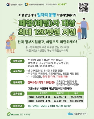 "폐업자 최대 120만원 지원"…소상공인 희망리턴패키지 사업 본격화