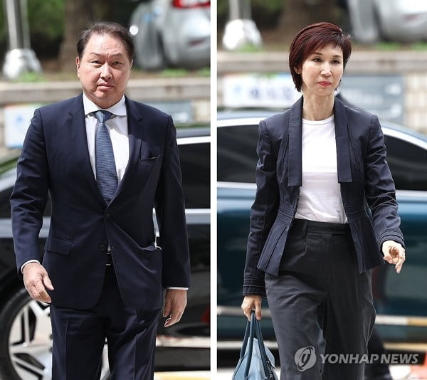 최태원·노소영 법정 대면…이혼 항소심 변론기일 출석