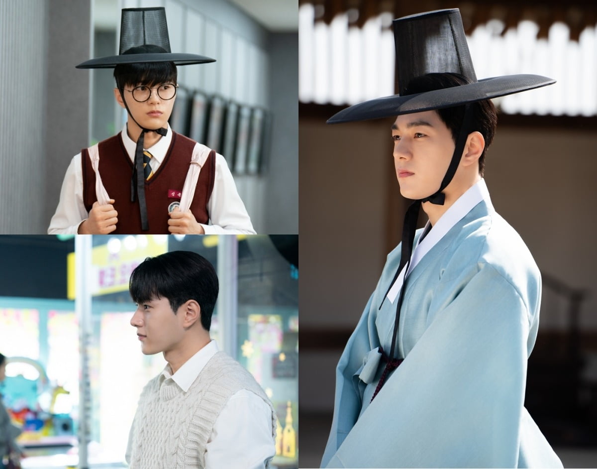 Kim Myung-soo, was his fashion sense this good? The school uniform, bangles, glasses, and scholar hat are shocking.