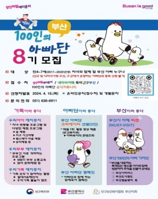 초보아빠 모두 모여라…부산 100인의 아빠단 8기 모집