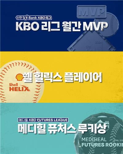 KBO, 월간 MVP·쉘힐릭스플레이어 시상…퓨처스 월간 MVP 신설