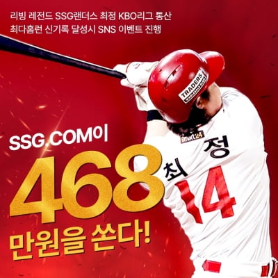 "최정 468번째 홈런 대기록 함께 축하해요"…SSG닷컴 이벤트