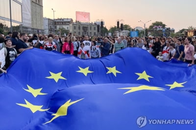 조지아 '러시아 닮은꼴' 언론 통제법안에 2만명 반대시위