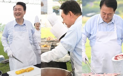 앞치마 두른 尹대통령 "비판 귀담아 듣겠다"