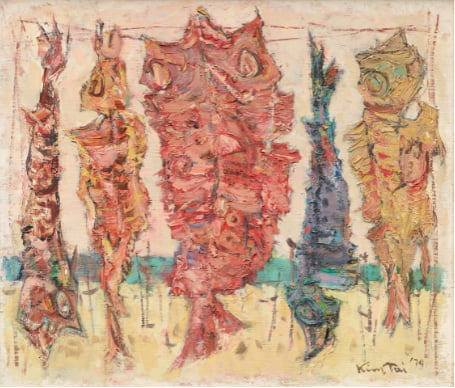 김태, 건어장, 1979, 캔버스에 유화 물감, 46×53cm, 유족(김미경, 김충정, 김미화, 김수정) 기증