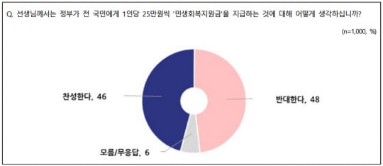 "지원금 25만원 지급, 어떻게 생각하세요?"...국민 절반은 '반대'