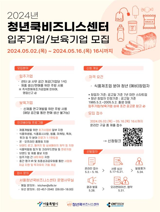 서울시 '청년쿡' 식품제조 스타트업 17곳 지원