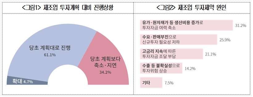 국내 제조업 3곳 중 1곳 '투자 축소·지연'…"생산비용 걸림돌"