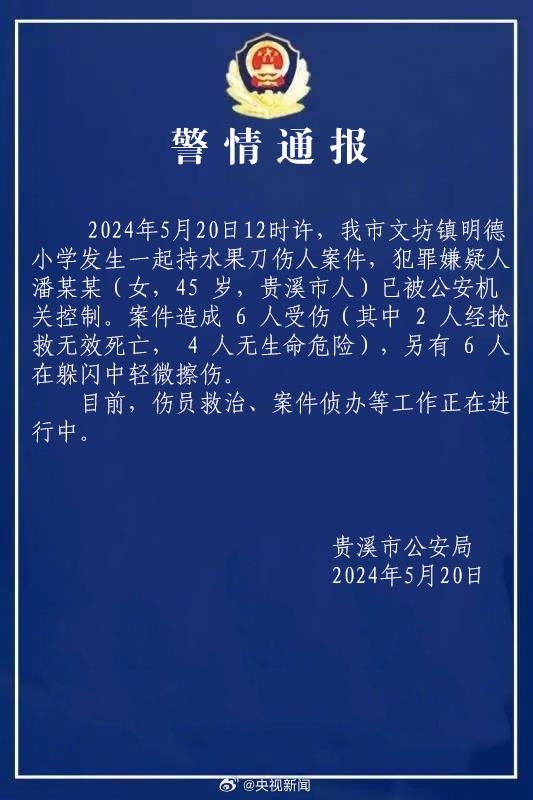 中 초등학교서 흉기 난동에 2명 사망