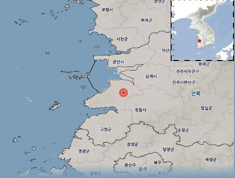  12일 오전 8시 26분 49초 전북 부안군 남남서쪽 4km 지역에서 규모 4.7의 지진이 발생했다. / 사진=네이버 지진 발생 정