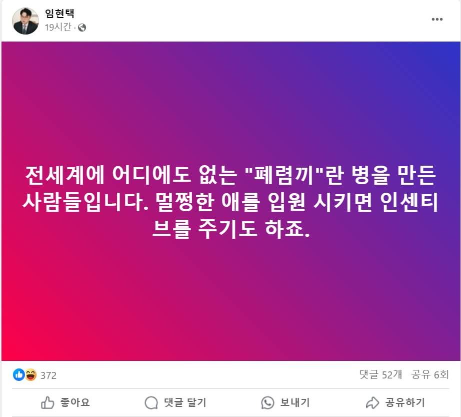 사진=임현택 대한의사협회 회장 페이스북 캡처