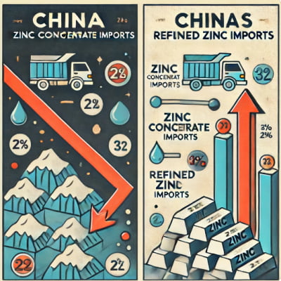 중국, 아연정광 수입은 줄이고 정제아연 수입은 늘린다 [원자재 포커스]