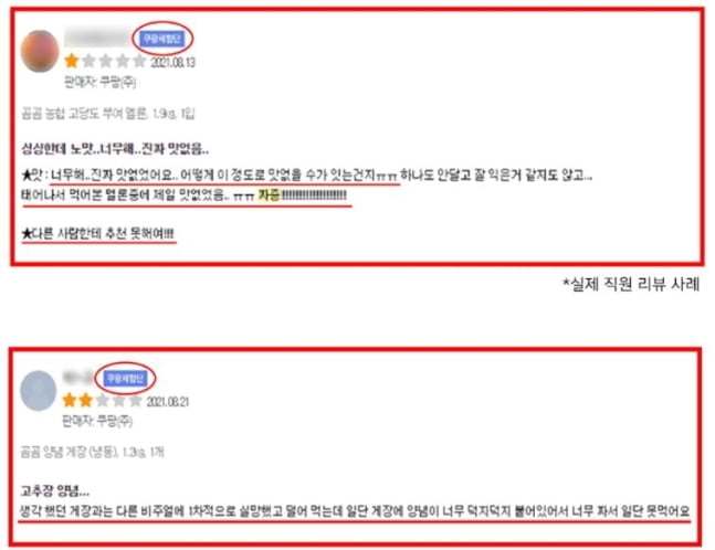 사진=쿠팡의 '직원 리뷰 조작이 없었다는 5대 핵심증거' 자료 캡처