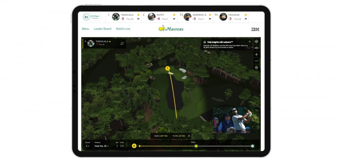 IBM이 지난 4월 프로골프 대회 '마스터스 토너먼트'에서 제공한 생성 AI 서비스 예시. IBM 제공