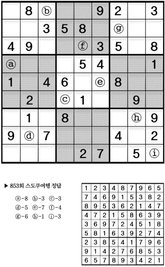 [수학 두뇌를 키워라] 스도쿠 여행 (854)