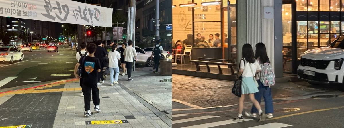 서울 강남구 대치동 학원가에서 밤 10시가 가까워져 학원이 마치는 시간이 되자 어린 학생들이 혼자 혹은 친구와 함께 귀가하고 있다. 이혜인 기자