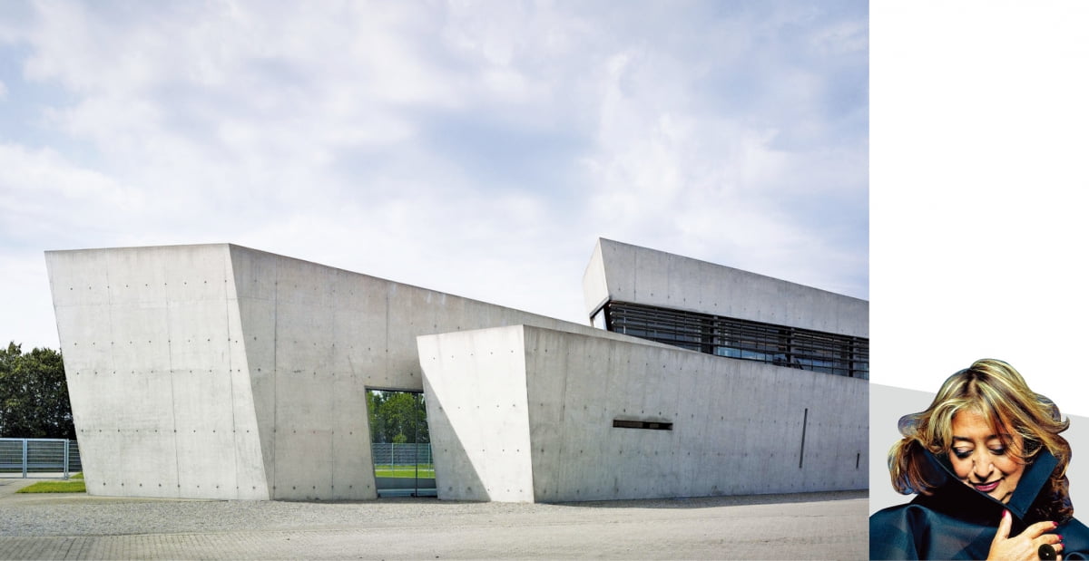 세계적인 여성 건축가 자하 하디드의 생애 첫 건축물은 비트라 캠퍼스를 위해 지어진 소방서(1993)였다. 24시간 긴장을 유도하기 위해 수평 공간 없이 사선과 사면으로만 건설됐다.  비트라 제공  