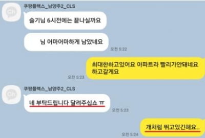 쿠팡 로켓배송 기사 과로사 의혹…"개처럼 뛰고 있다" 고인 문자에 부친 오열