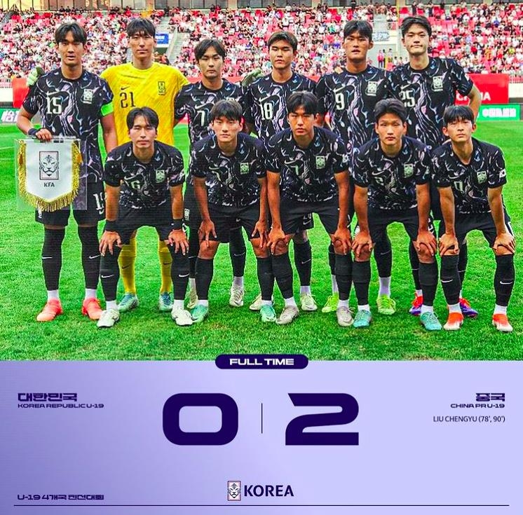 축구 U-19 대표팀, 국제친선대회 최종전서 중국에 0-2 패배