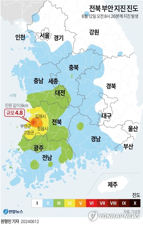 '올해 최강' 부안 지진에 전국 흔들…시설물 피해 100건 넘어(종합2보)