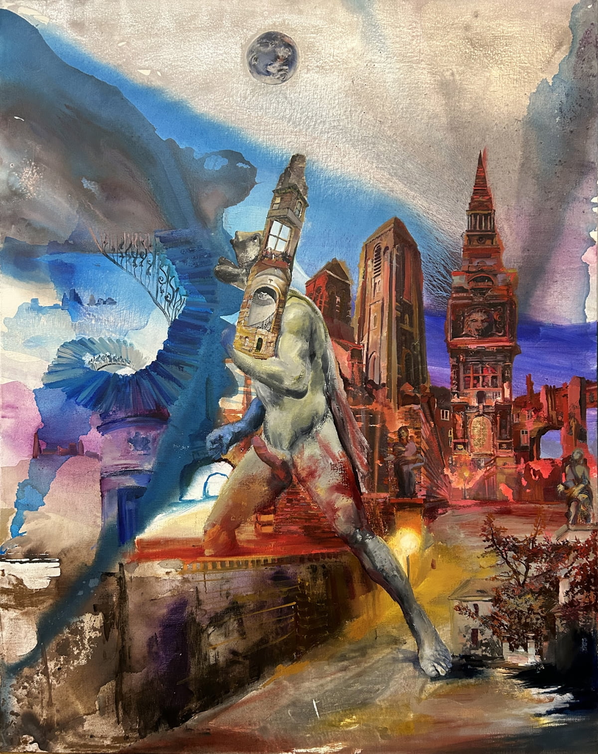 파토 보시크, 'Hero Swallowing Sky', 2023, Oil on canvas, 1525x1208cm. /선화랑 제공 